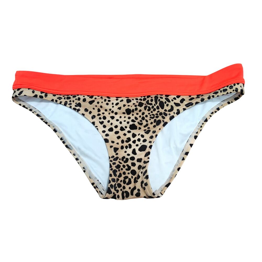 Victoria Secret Leopard Print Bright Orange Waist Bikini Bottom Womens Large